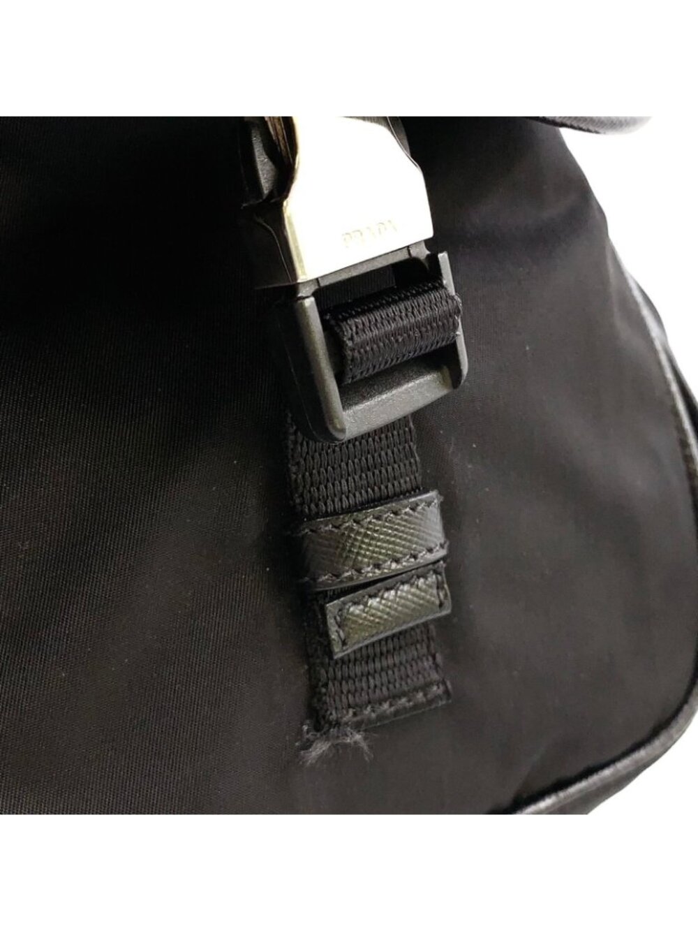 Prada 2-Way Shoulder Leather Nylon Black Handbag Silver - Picture 7 of 14